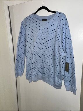 Style & co Polka Dot Crewneck Sweater - Light Blue